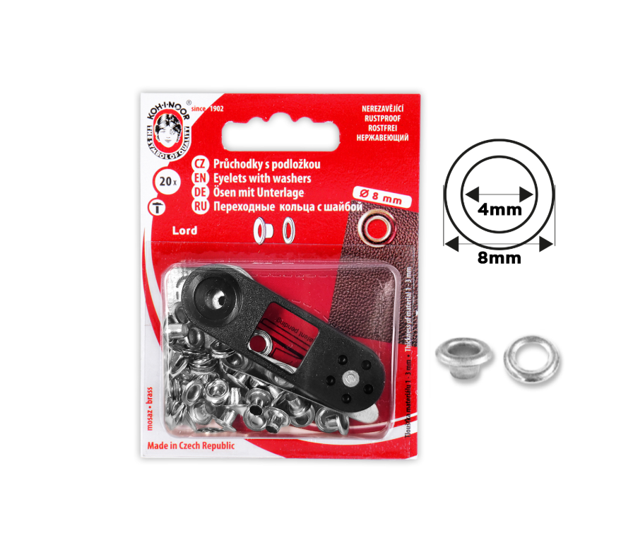 Oeillet avec rondelles 4mm + outil de pose