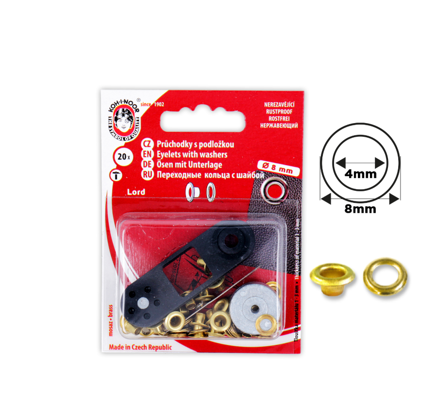 Oeillet avec rondelles 4mm + outil de pose