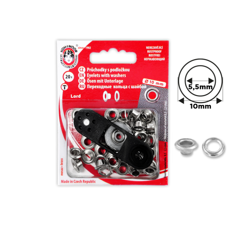 Oeillets avec rondelles 5.5mm + outil de pose