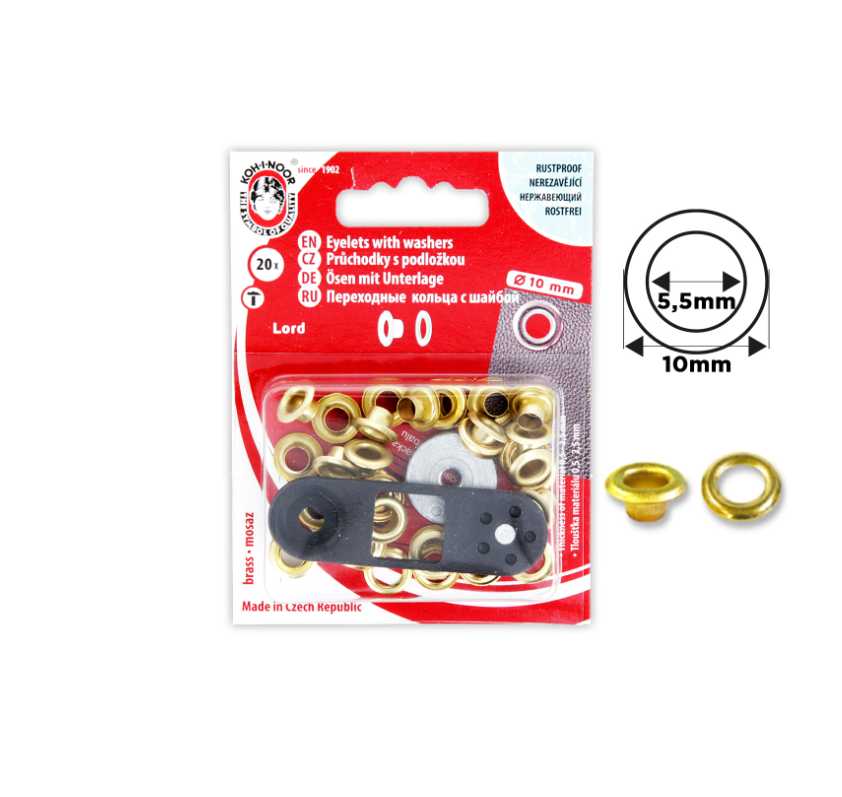 Oeillets avec rondelles 5.5mm + outil de pose