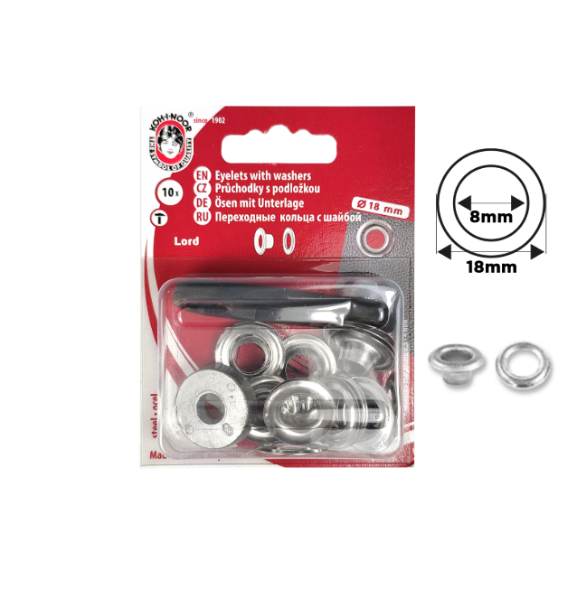 Oeillets avec rondelles + outil de pose 8mm et 12mm