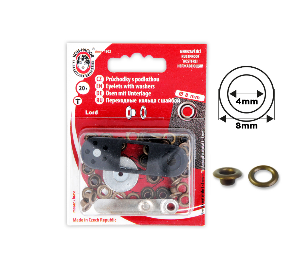 Oeillet avec rondelles 4mm + outil de pose