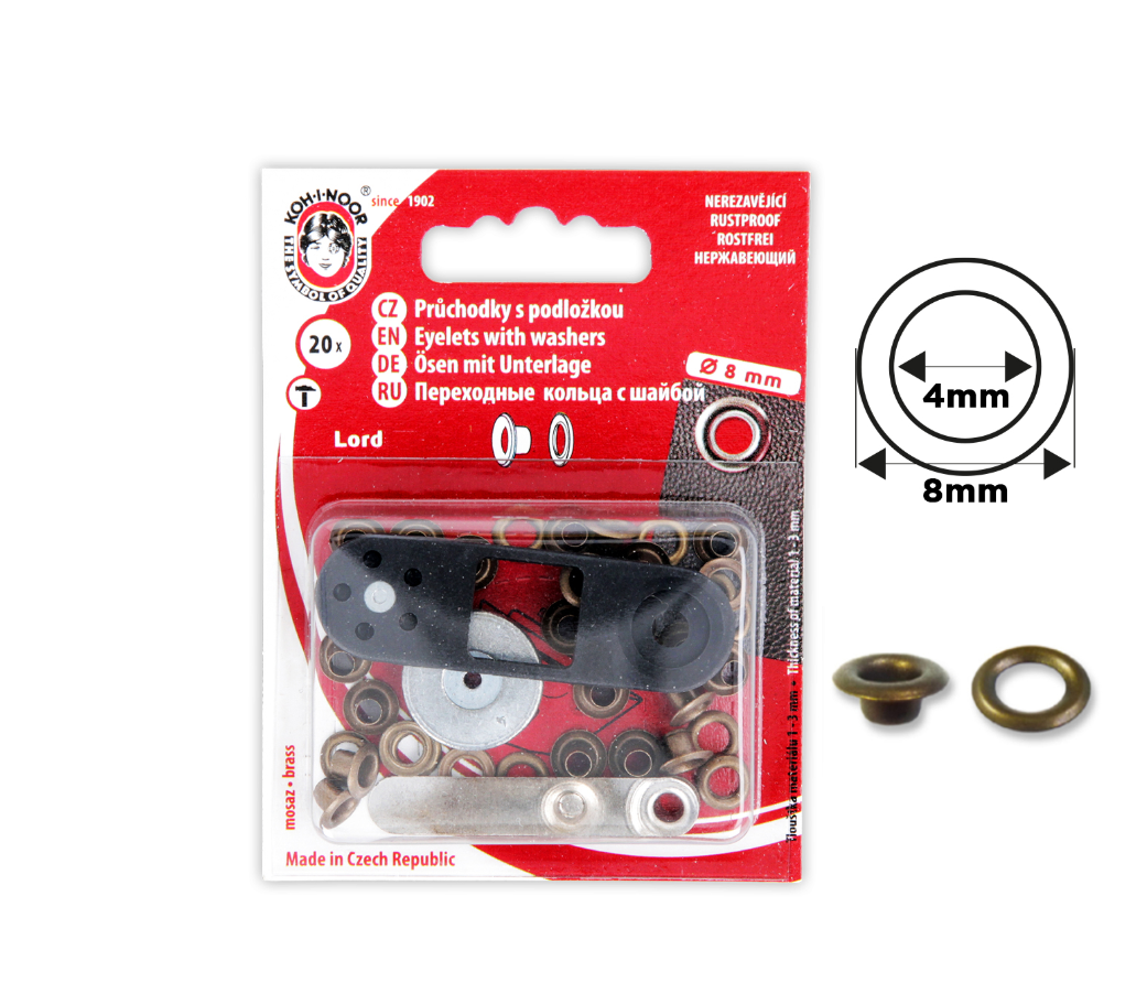 Oeillet avec rondelles 4mm + outil de pose