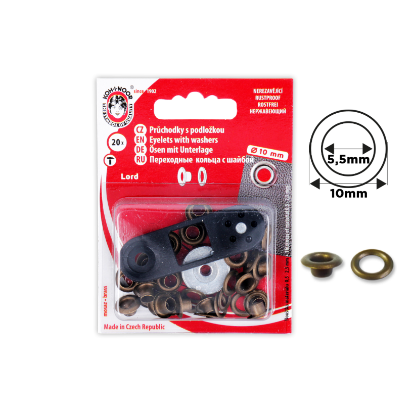 Oeillets avec rondelles 5.5mm + outil de pose