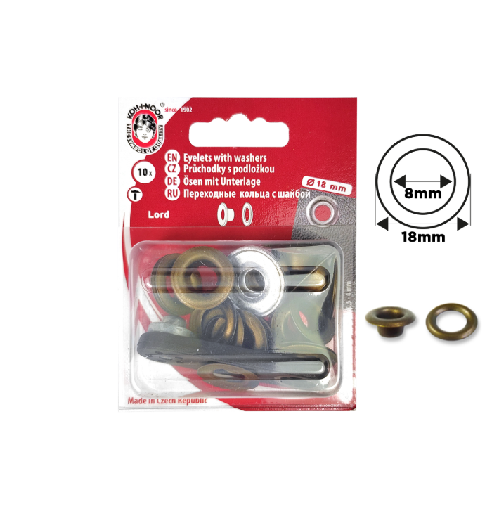 Oeillets avec rondelles + outil de pose 8mm et 12mm