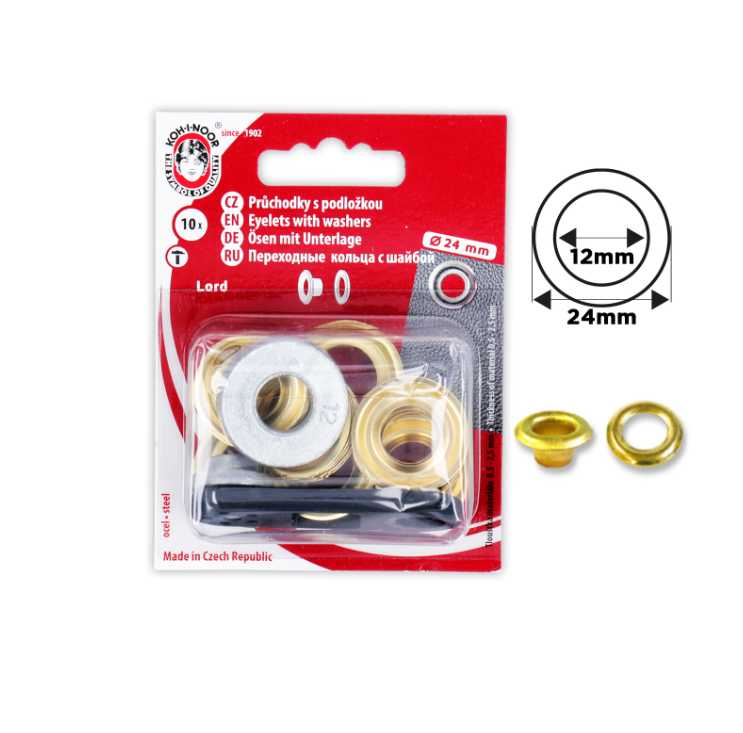Oeillets avec rondelles + outil de pose 8mm et 12mm