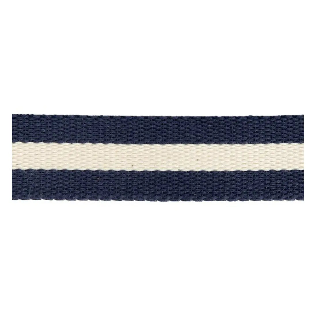 Sangle coton 30mm - 1m / Blanc/Bleu marine